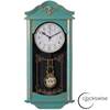 Clockswise Large Vintage Grandfather Wood- Looking Plastic Pendulum Wall Clock, Large Blue QI004145.L.BL